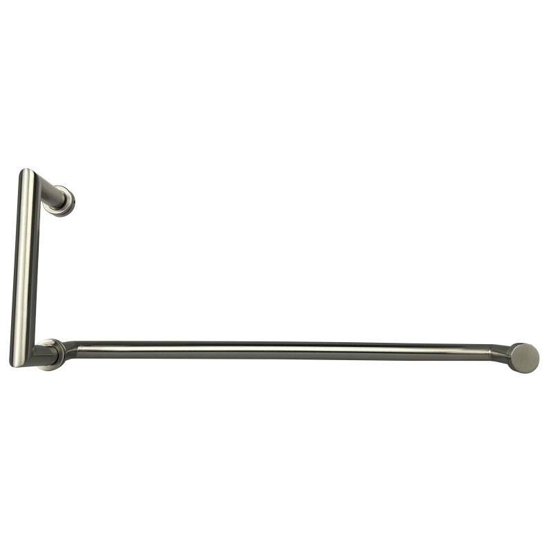 CEL Round Tubing Mitered Corner 8" Pull Handle with 18" Towel Bar Comb Set for Shower Door - Brushed Nickel