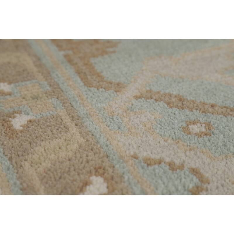 Transitional Oushak Indian Area Rug Hand-Knotted Wool Carpet - 7'10" x 9'10"