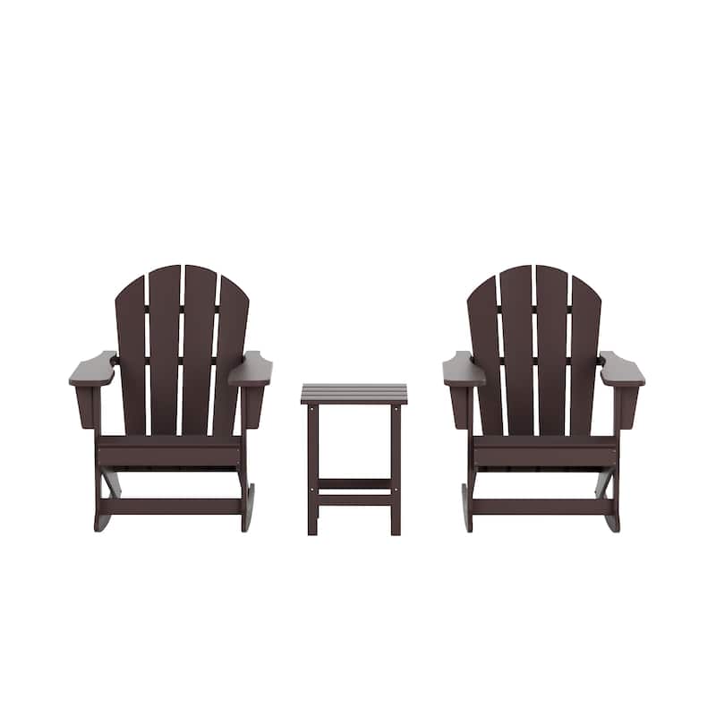 Polytrends Laguna Hdpe All Weather Outdoor Patio Rocking Chairs With Side Table (3-Piece Set)