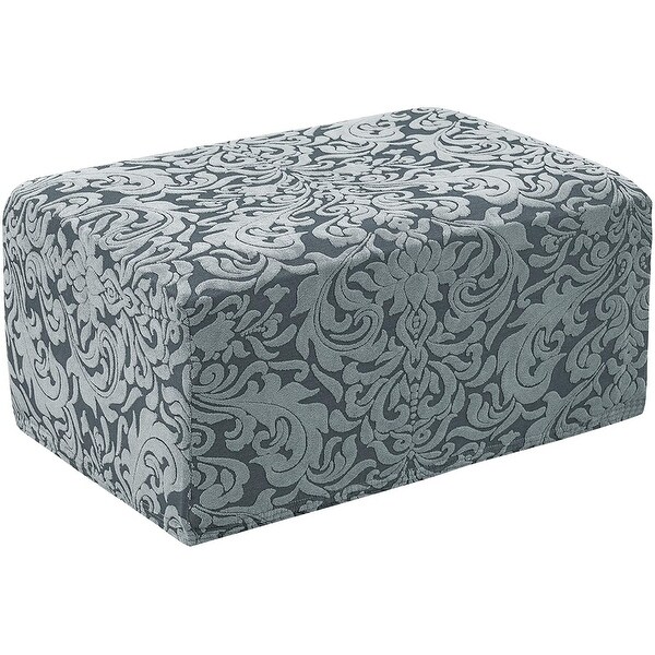 Jacquard Stretch Ottoman Cover Footstool Protector Floral Elastic 40*40*40cm 