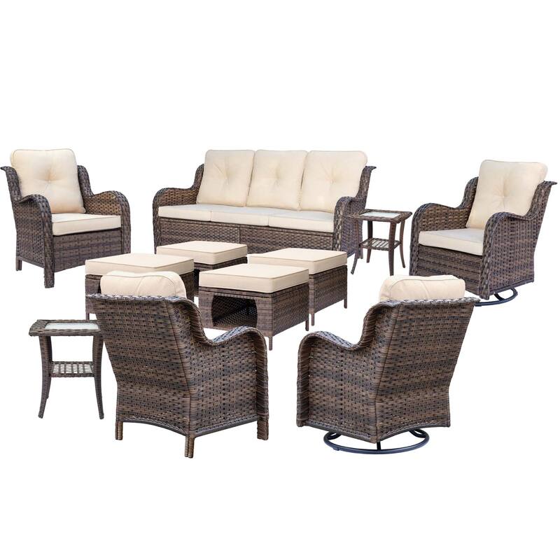 Outdoor Patio Furniture Set Brown Wicker Patio Conversation Seating Sets