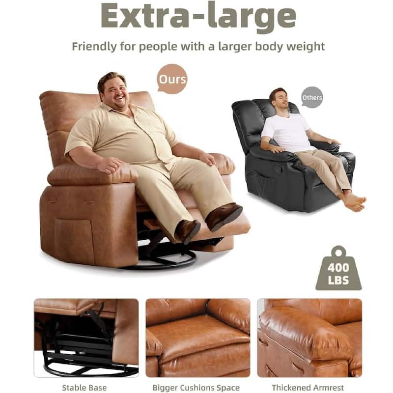 360 Degree Swivel Lazy Manual Rocking Recliner Sofa Chair for Living Rooms, Bedrooms