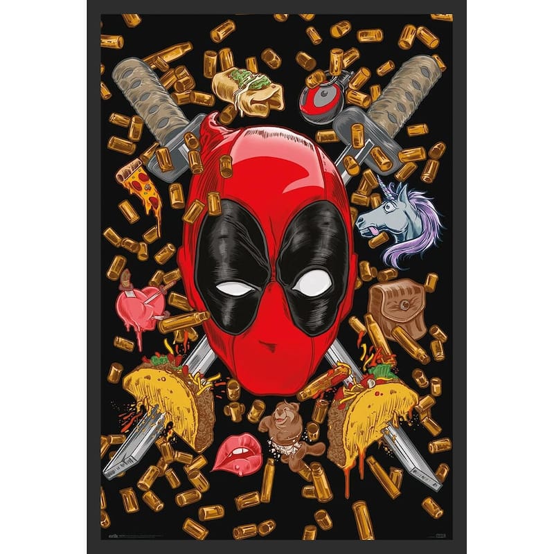 Deadpool - Bullets and Chimichangas Framed Art Poster - 24 x 36 Inch