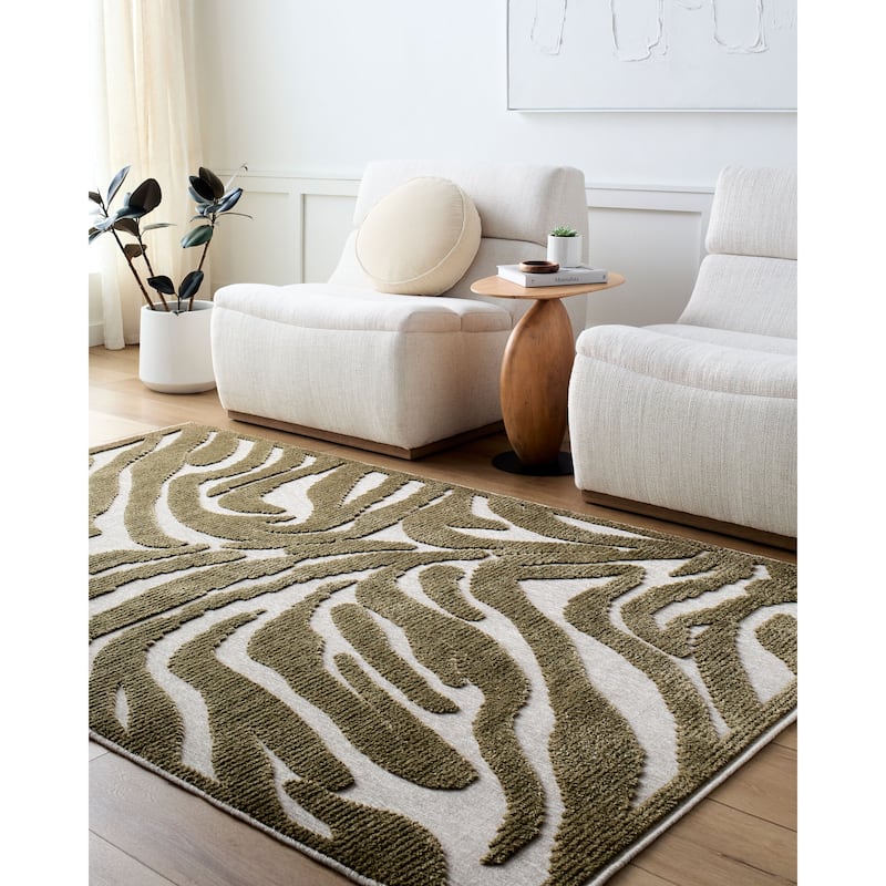 Livabliss Lyna Modern Floral Washable Area Rug - Brown - 5' x 7' 2"