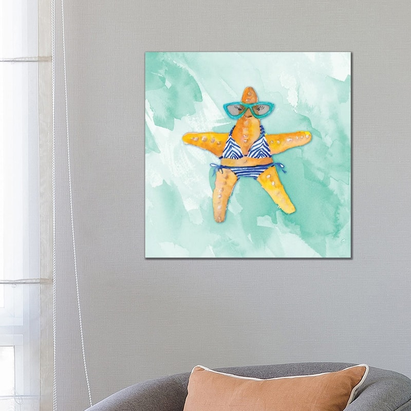iCanvas "Blue Bikini Starfish on Watercolor" by Lanie Loreth Canvas Print - 26x26x1.5
