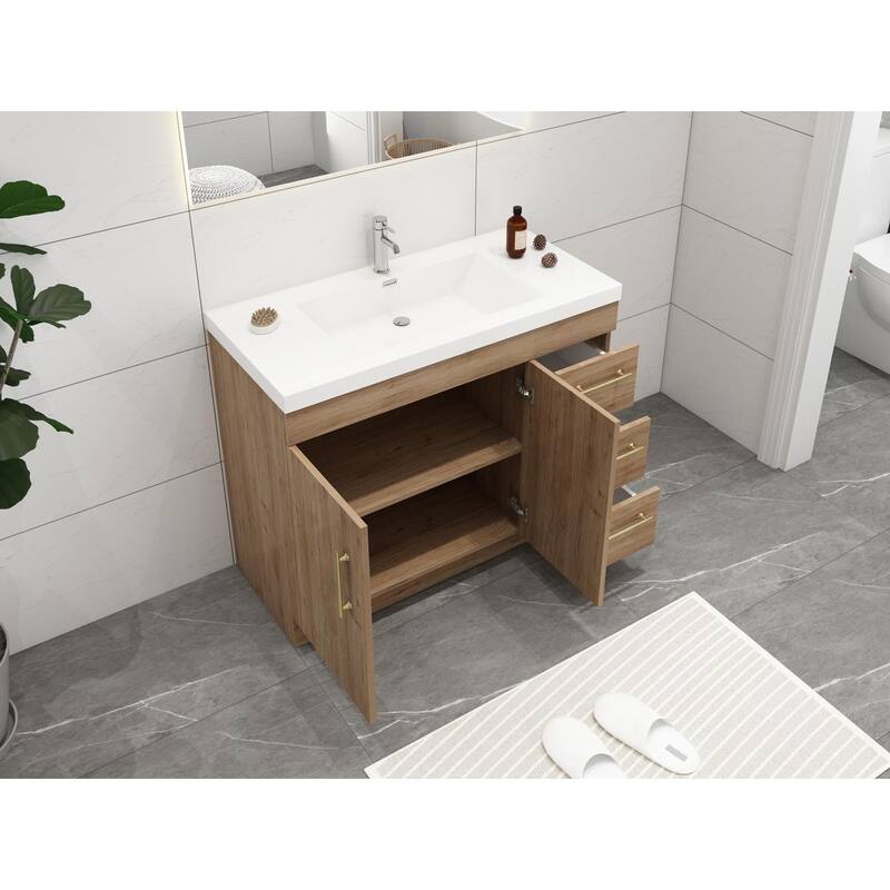 Eliza 42'' Freestanding Vanity (Right Drawers) with Single Sink