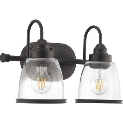 Saluda Collection 2-Light Antique Bronze Clear Glass Coastal Bath Vanity Light