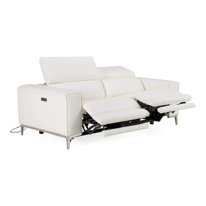 Divani Casa Chignik Modern White Leather Sofa w/ 2 Recliners