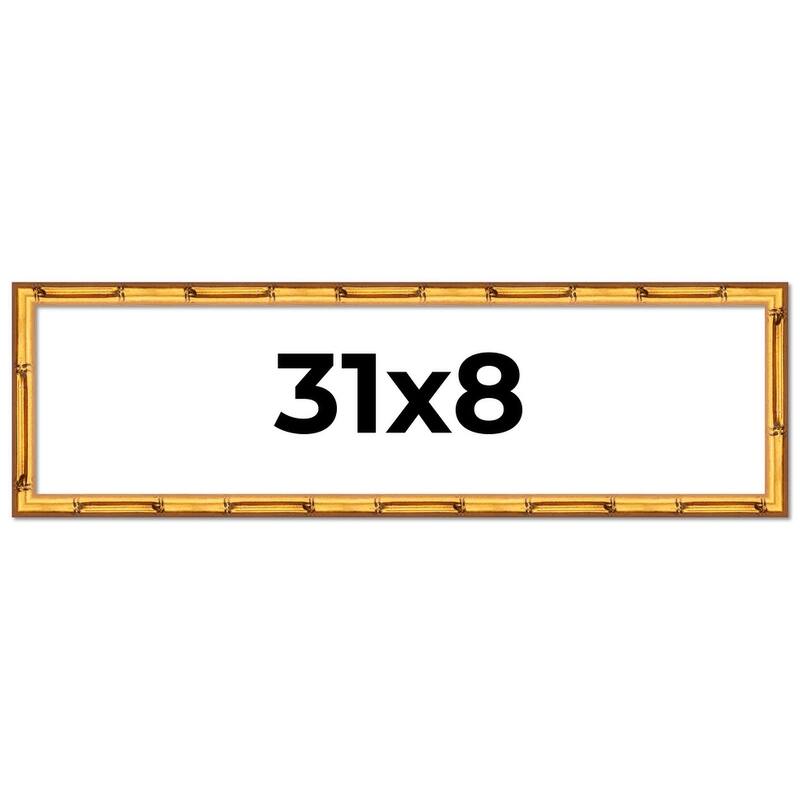31x8 Frame Gold Bamboo Picture Frame Modern Photo Frame Includes UV Acrylic Shatter Guard Front Acid Free Foam Backing Board