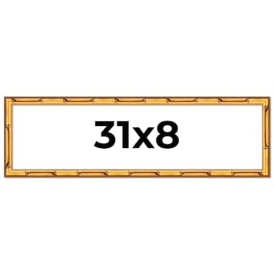 31x8 Frame Gold Bamboo Picture Frame Modern Photo Frame Includes UV Acrylic Shatter Guard Front Acid Free Foam Backing Board