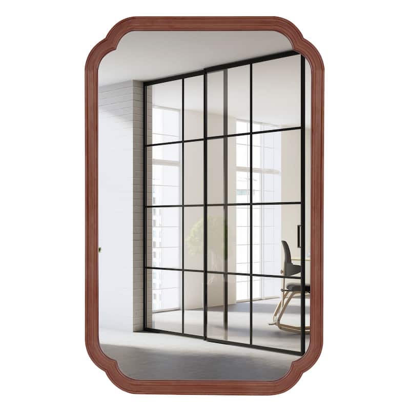 Decorative Scalloped Corner Rectangle Farmhouse Style Wall Mirror