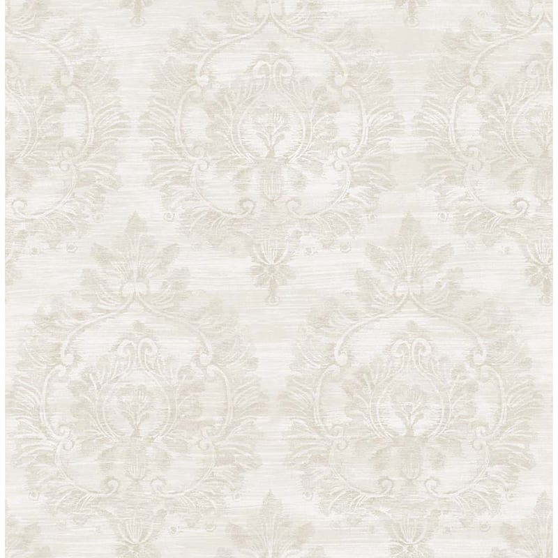 Seabrook Designs Erasmo Damask Unpasted Wallpaper - 20.5 in. W x 33 ft. L - Metallic Smoke