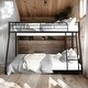 preview thumbnail 1 of 10, Metal Twin over Full Bunk Bed with Heavy-duty Sturdy Metal and Safety Guardrail Black