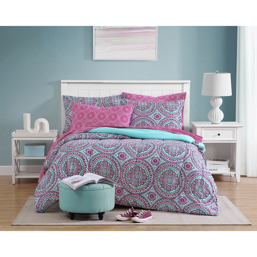 ULTRA SOFT PINK GREY BLACK LEOPARD ANIMAL RUFFLED FLOWER GIRLS COMFORTER SET 