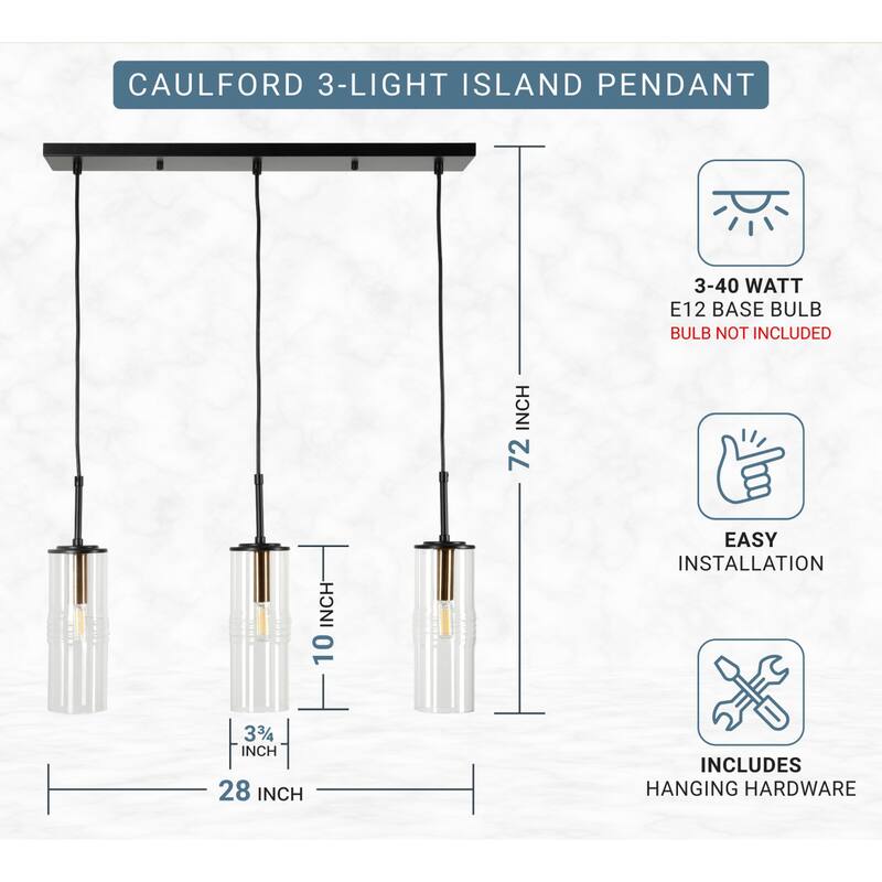 Kenroy Home Caulford 3-Light Island Light - Black
