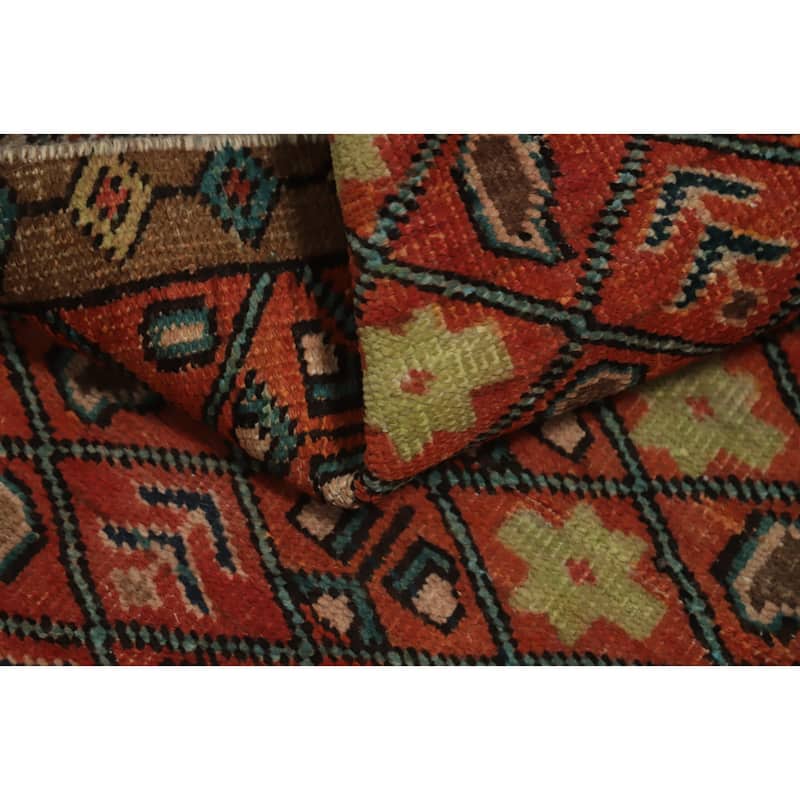 Hand Knotted Oriental 100% Wool Carpet Traditional Geometric Oranges & Rust Ardebil Area Rug - 4' 6'' X 3' 2''