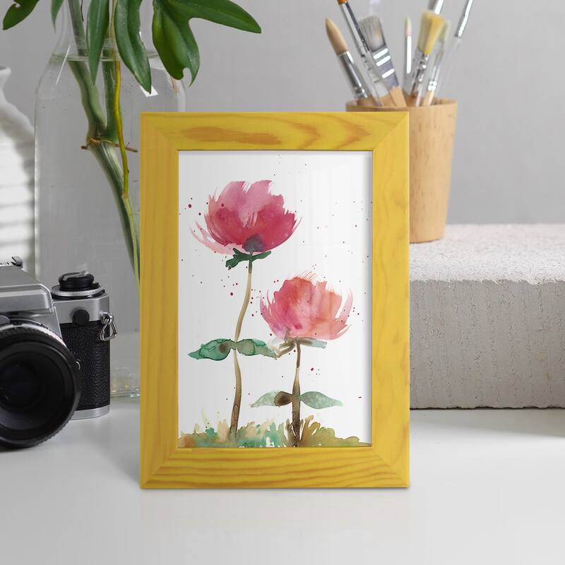 Pink Fleurs I -Framed Print w/glass-Cherry Red