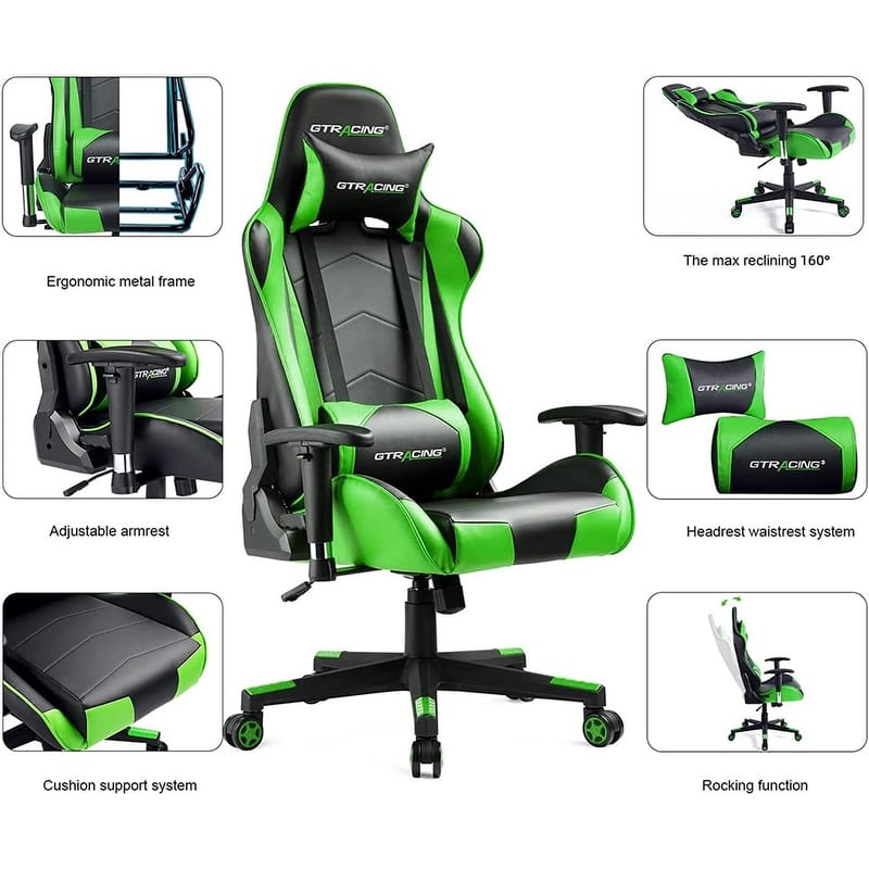 Lucklife Gaming Chair Racing Office Computer Ergonomic Video Game Chair with Headrest and Lumbar Pillow Esports Chair