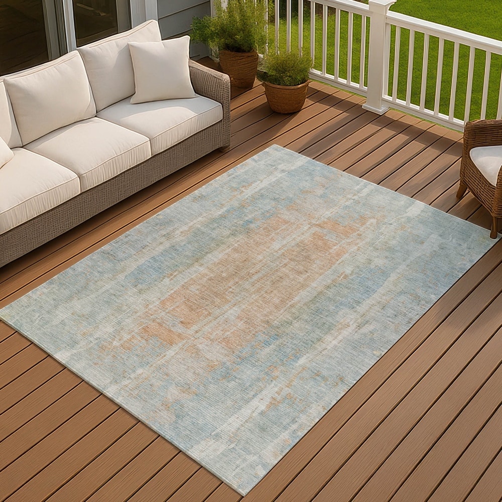 Machine Washable Indoor/ Outdoor Vintage Ombre Chantille Rug