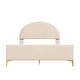 preview thumbnail 50 of 52, Bedroom Velvet Fabric Bed Frame with Classic Semi-circle Shaped Headboard and Metal Legs, Upholstered Platform Bed for Kids
