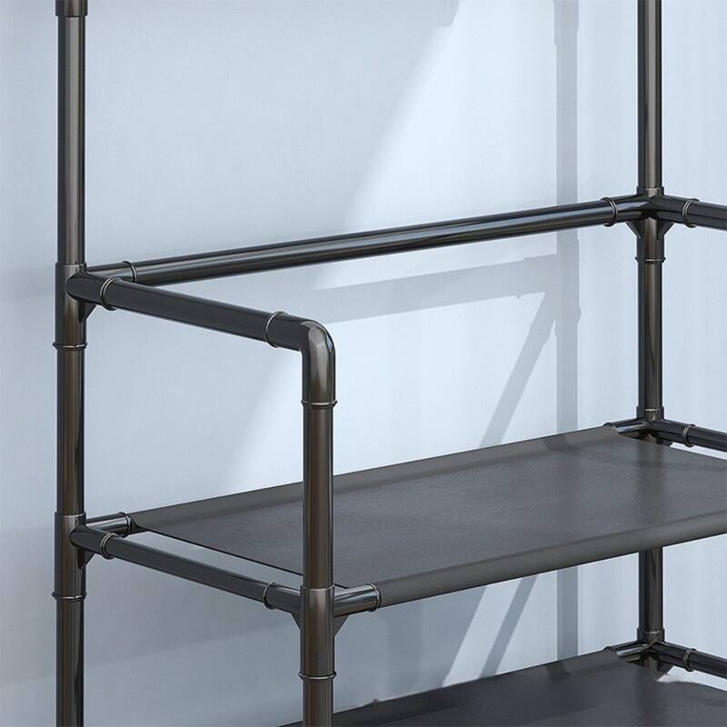 5-Tier Freestanding Shoe Rack and Coat Stand Entryway Organizer for Shoes Boots Hats - 26”L x 11”W x 68.9”H