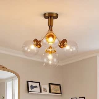 Modern 4-Light Glass Bubble Sputnik Semi Flush Ceiling Light