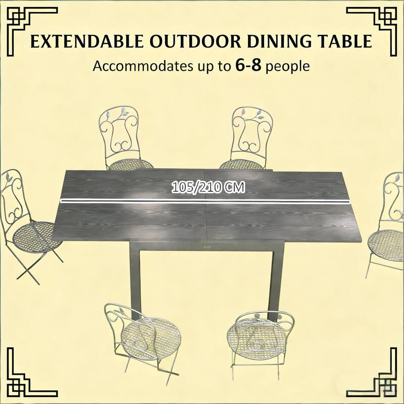 GDFStudio - Orion Extendable Outdoor Dining Table for Versatile Patio Entertaining(Only table) - Rectangle