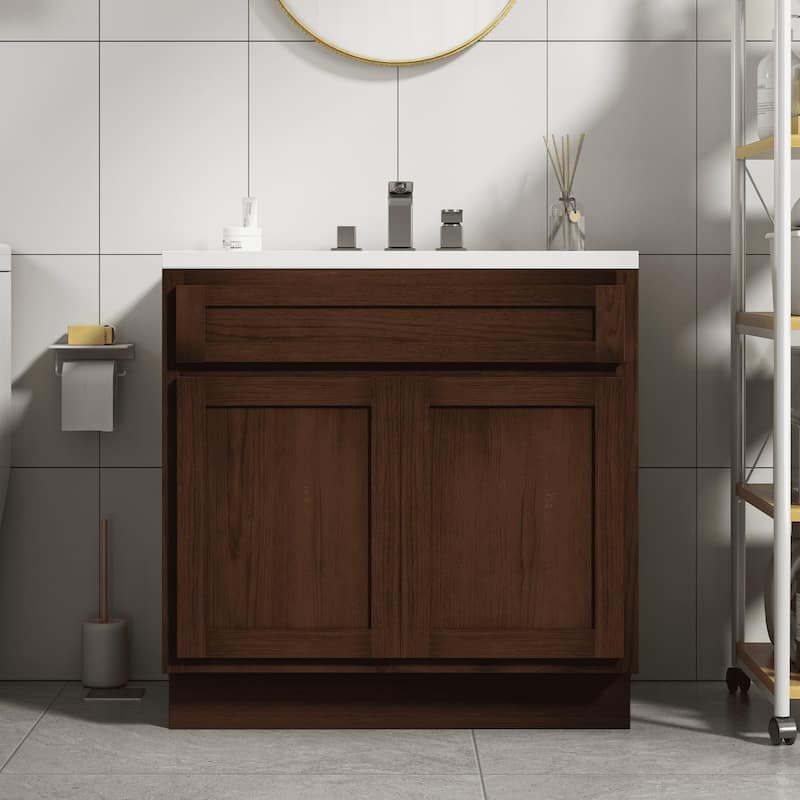 Vanity Art 36 Inch Single Sink Bathroom Vanity Cabinet - Brown