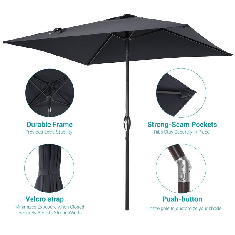 BONOSUKI 6.5x6.5Ft Patio Market Umbrella Weather-Resistant Frame