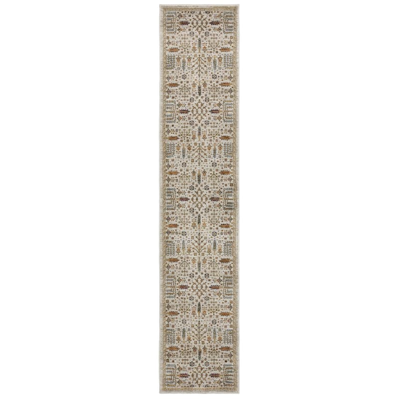 Style Haven Adalynn Ancient Traditions Ivory/Gold Area Rug - 2' 6" x 12' - Runner