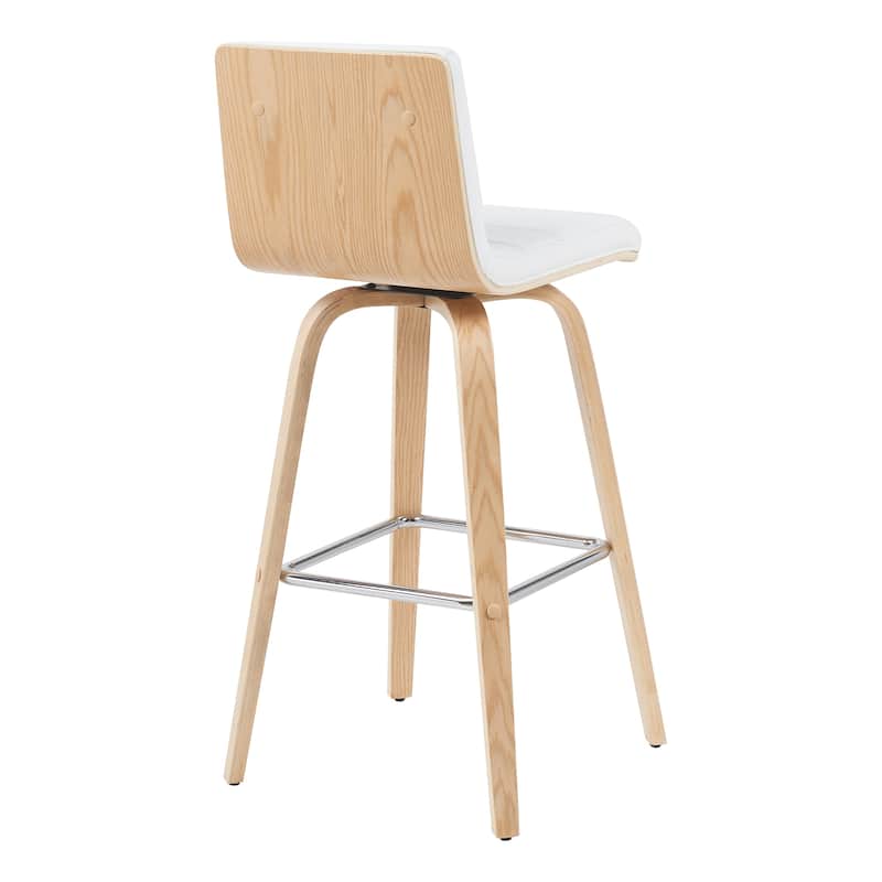 Skara Swivel Bar Stool, Upholstered Bar Height Chair with Bentwood Frame