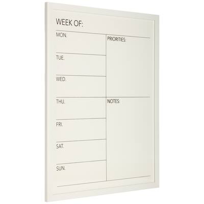 24" x 30" Weekly Priority Dry Erase Whiteboard Calendar, White