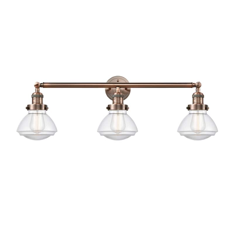Innovations Lighting Olean 3 Light 31" Wide Bathroom Vanity Light - Antique Copper / Clear