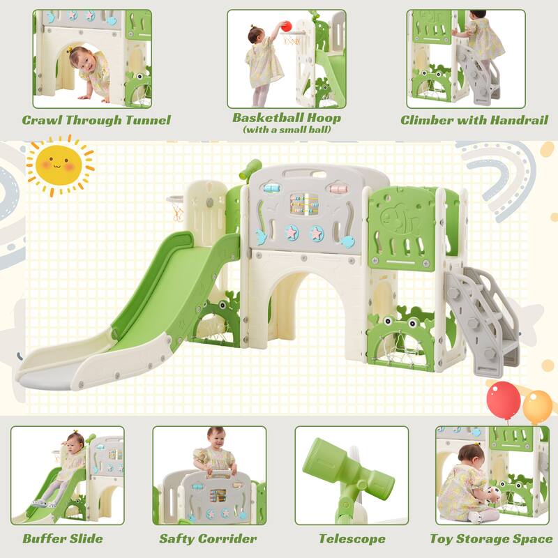For Toddler Age 1-3 with Basketball Hoop, Arch Tunnel and Telescope, Toy Storage Organizer for Toddlers, Kids Climbers