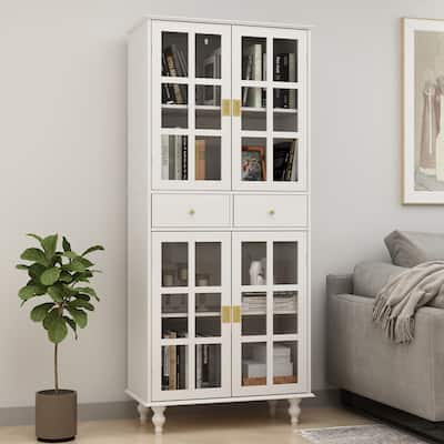 TallBookcase Storage Cabinet Display Cabinet Buffet Pantry White Black