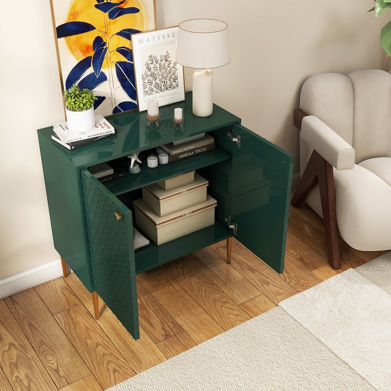 Hexagonal Pattern 2-door Storage Cabinet Buffet Cabinet Sideboard