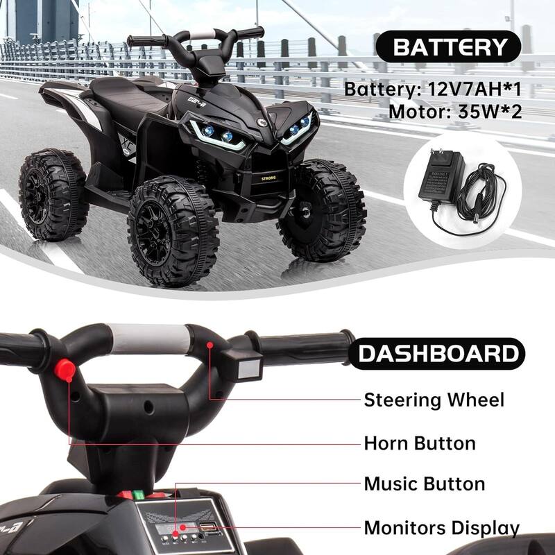 ATV Ride on Toy 12V 4 Power Wheels for Kids