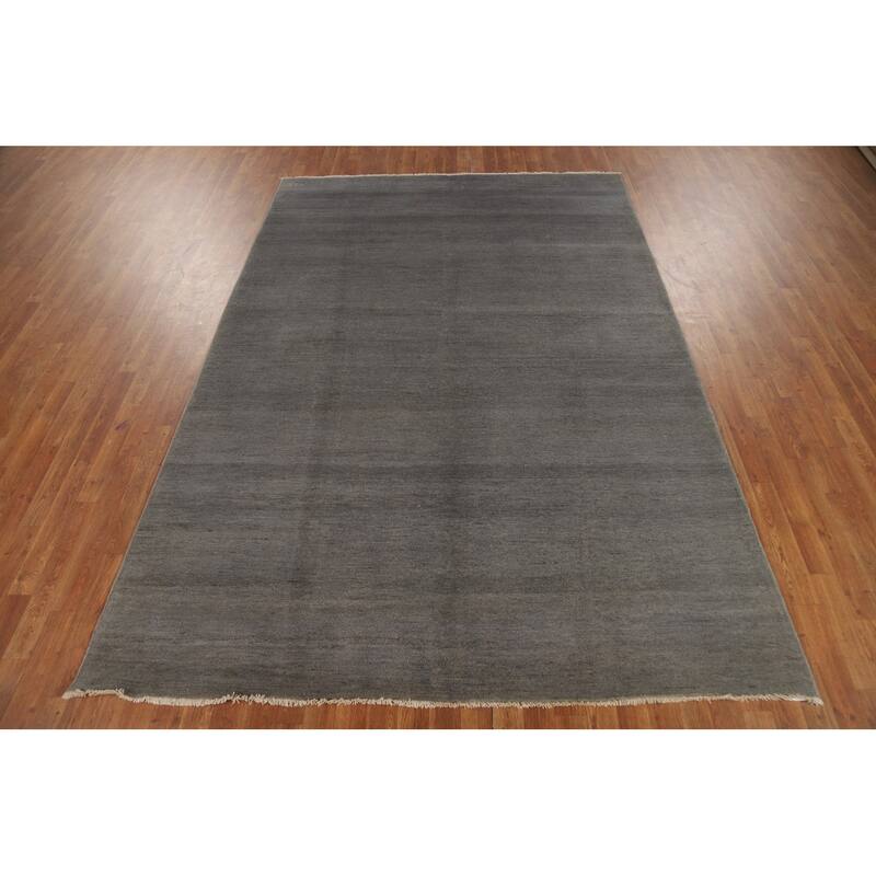Modern Gray Gabbeh Oriental Area Rug Hand-Knotted Wool Carpet - 6'8" x 9'6"