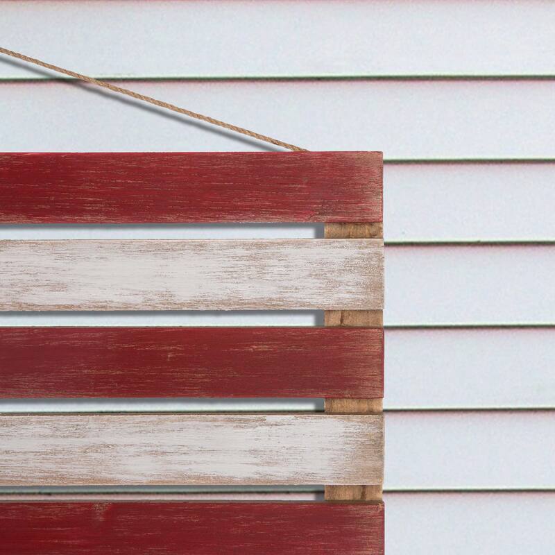 Glitzhome 42"L Wooden Patriotic/Americana National Flag Wall Decor - 42"L x 23"H