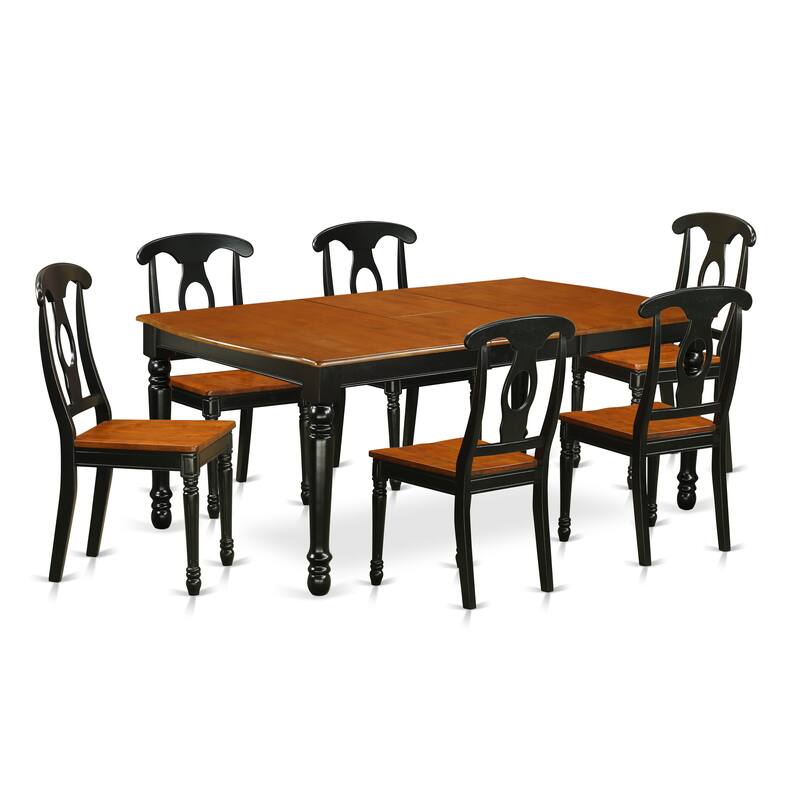 East West Furniture Dining Table Set- a Rectangle Dining Room Table and Kitchen Chairs, Black & Cherry (Pieces & Seat Option)