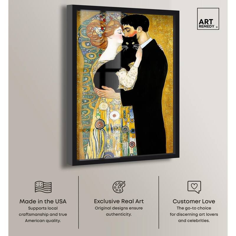 Kiss with Cat Shadowbox by Art Remedy