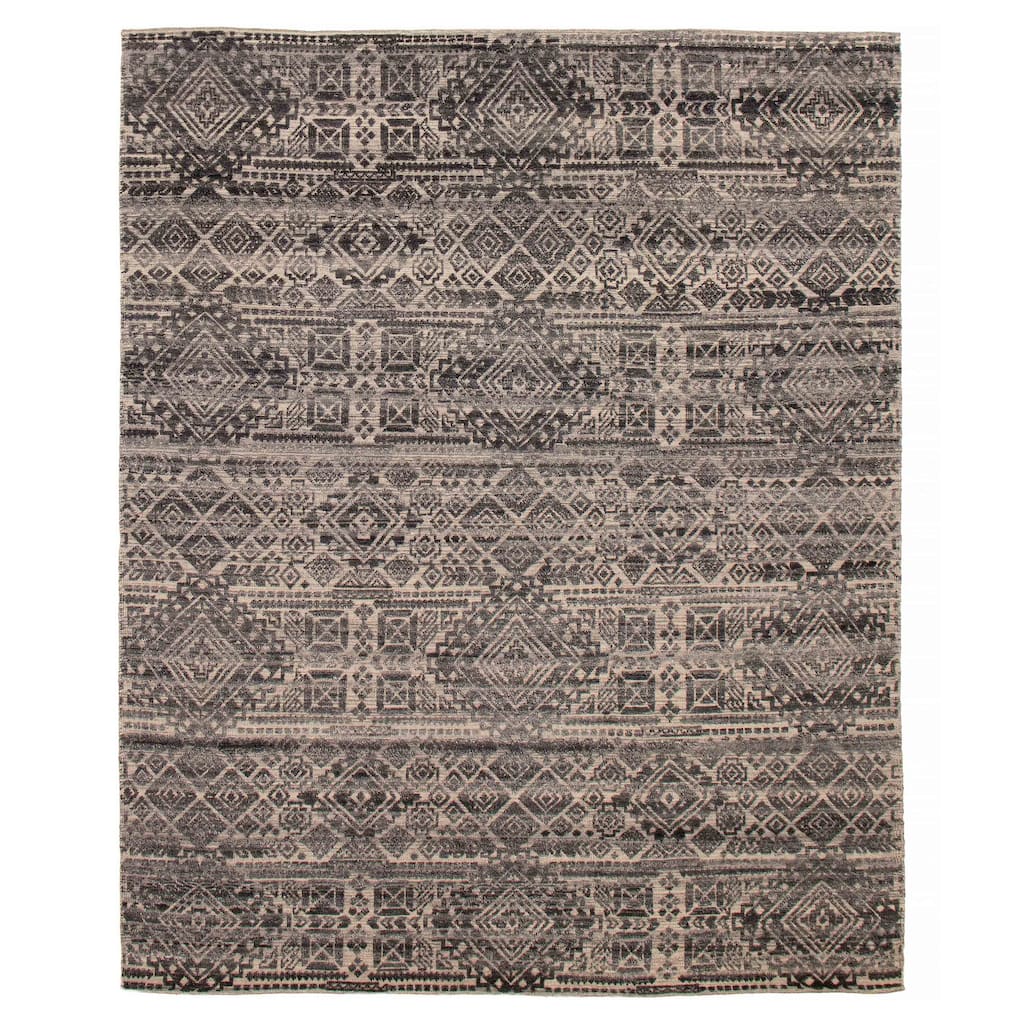 ECARPETGALLERY Hand-knotted Tangier Dark Grey Wool Rug - 8'1 x 9'9