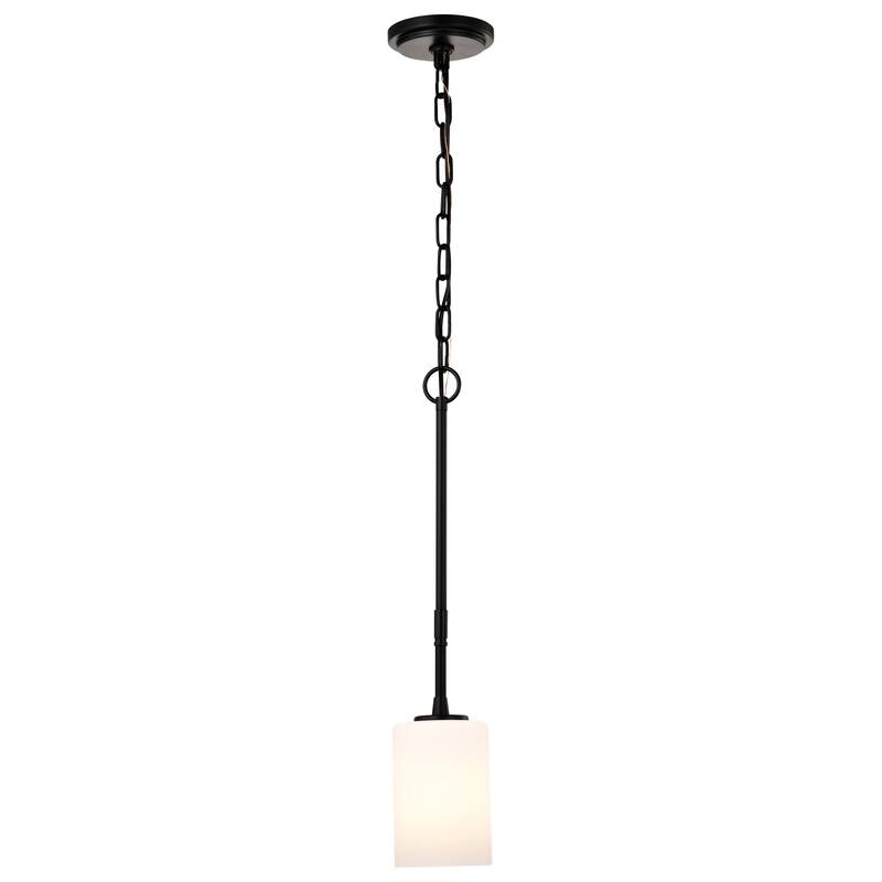 Liam 1 Light Mini Pendant Matte Black White Opal Glass - Matte Black