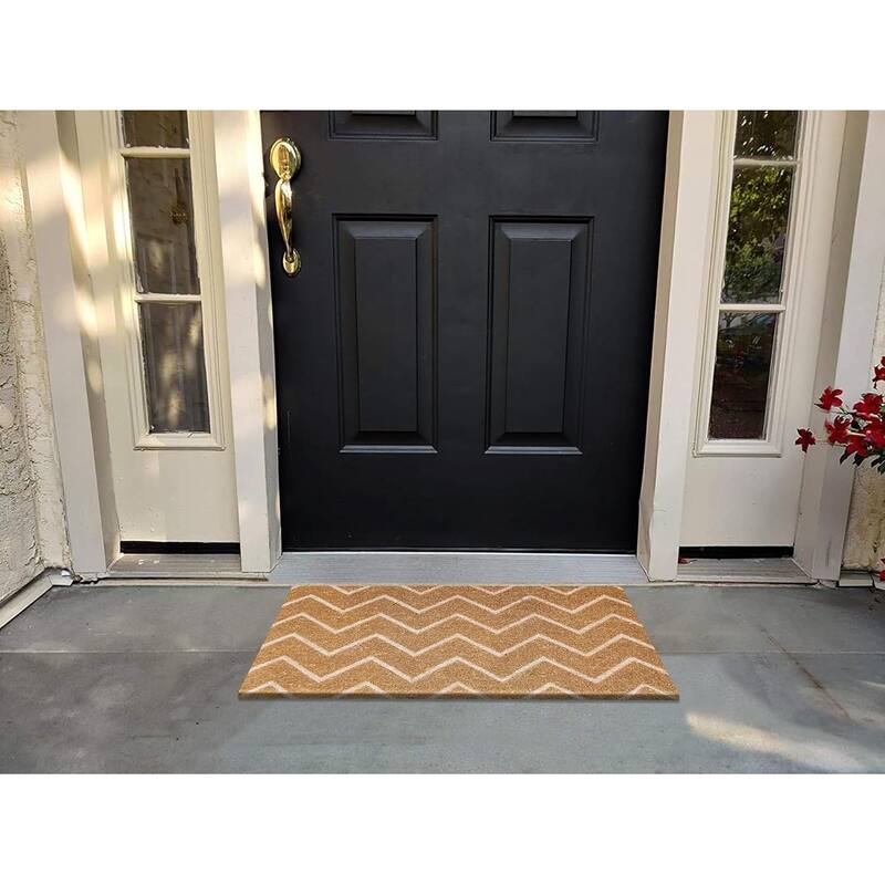 A1HC Natural Coir Doormat with Classic Design PVC Backing low Pile 18"X30" Front Outdoor Double Doormat