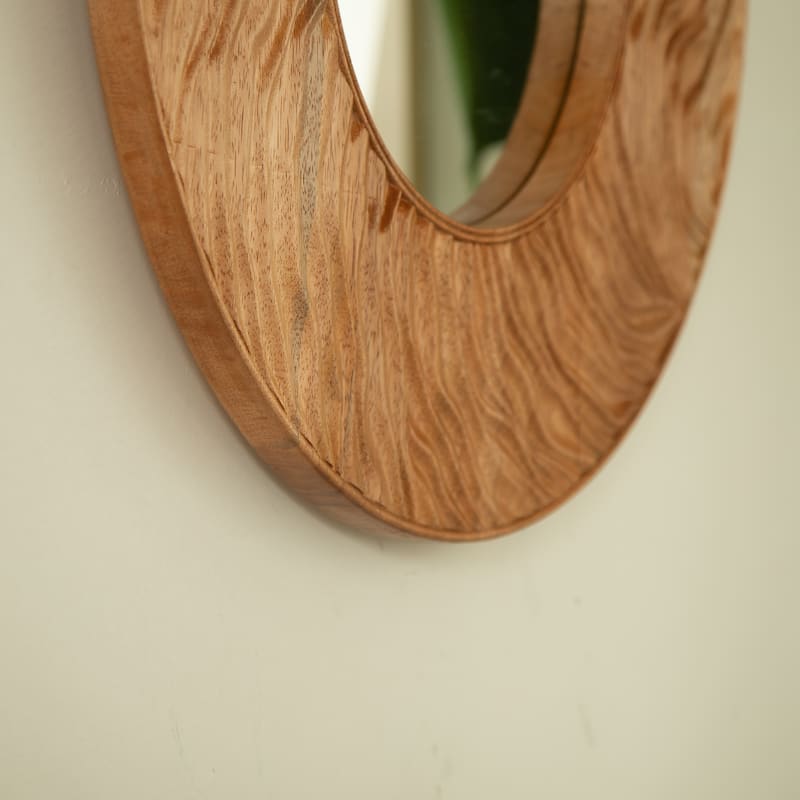 24" Ring Mirror, Wall-mounted Vintage Circle Solid Rosewood Decorative Mirror, Round Mirror for Bathroom, Bedroom