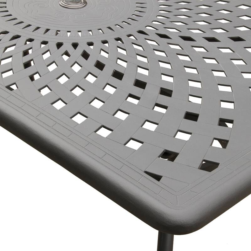 Modern Ornate Outdoor Mesh Aluminum 67-in Rectangular Patio Dining Set with Six Chairs - N/A