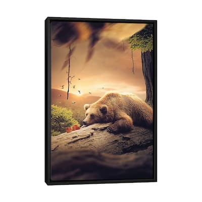 iCanvas "Bear Honey" by Zenja Gammer Framed Canvas Print