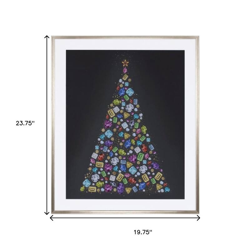 HomeRoots Bejeweled Christmas Tree Champagne Framed Wall Art