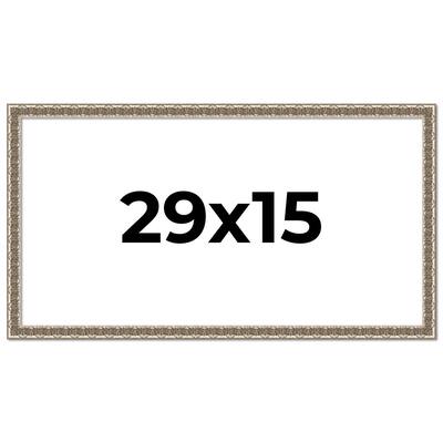 29x15 Frame Silver Versailles Ornate Solid Wood Picture Frame | 1 Inch