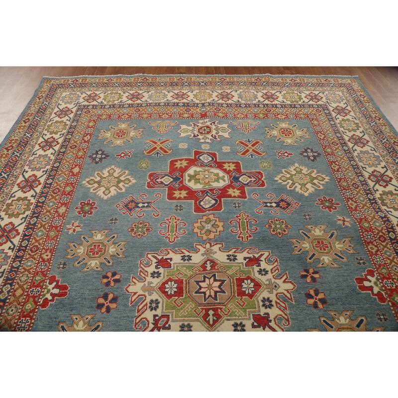 Light Blue Kazak Oriental Area Rug Hand-Knotted Wool Carpet - 8'4" x 11'8"